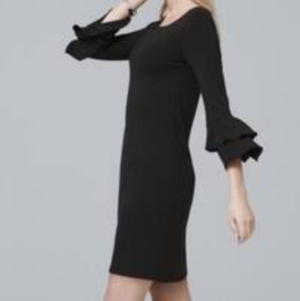 White House Black Market Tiered Sleeve Black Knit Dress XS